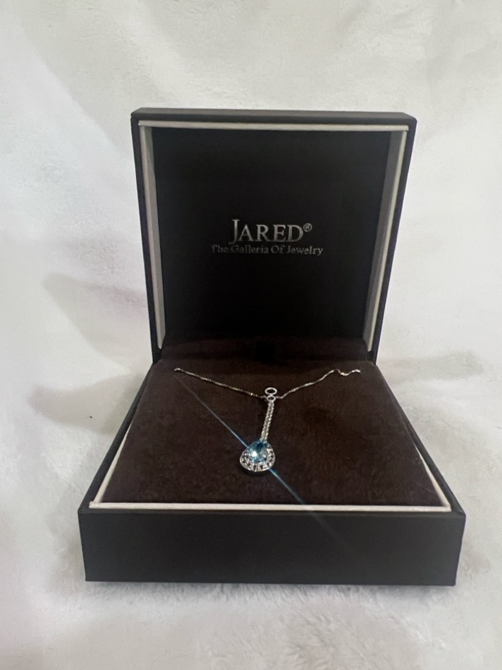 Jared Sterling Silver Blue Topaz Drop Pendant Necklace